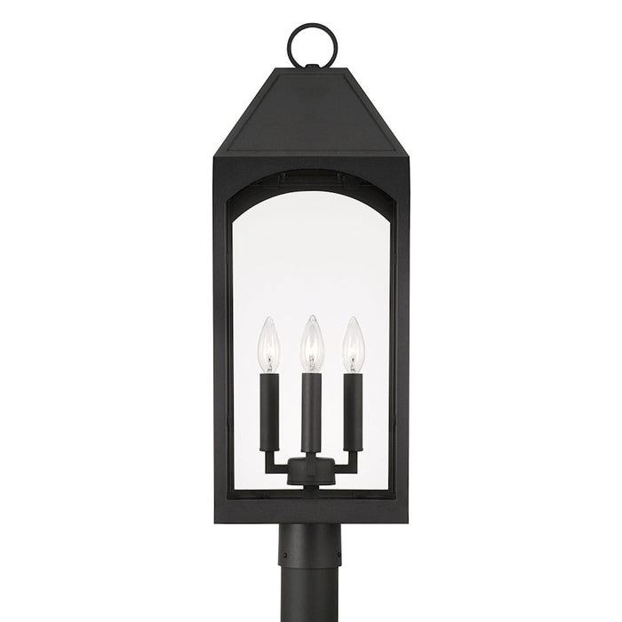 Capital Lighting Burton 4 Light Outdoor Post-Lantern, Black/Clear