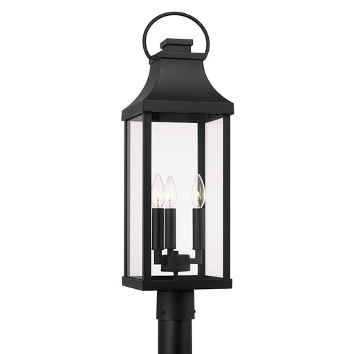 Capital Lighting Bradford 3 Light Outdoor Post-Lantern, Black/Clear - 946432BK