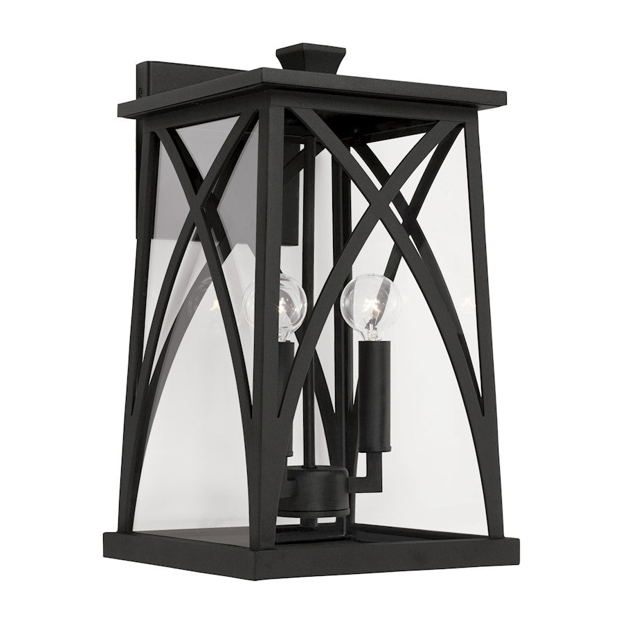 Capital Lighting Marshall 3 Light Outdoor Wall Lantern, Black/Clear - 946531BK