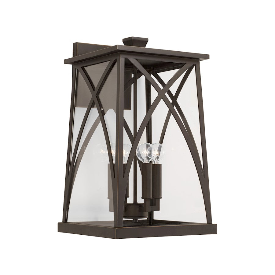 Capital Lighting Marshall 4 Light Outdoor Wall Lantern, Bronze/Clear - 946541OZ