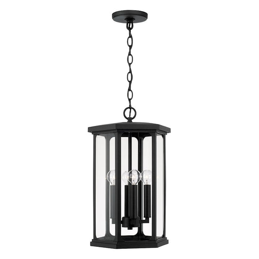 Capital Lighting Walton 4 Light Outdoor Hanging Lantern, Black/Clear - 946642BK