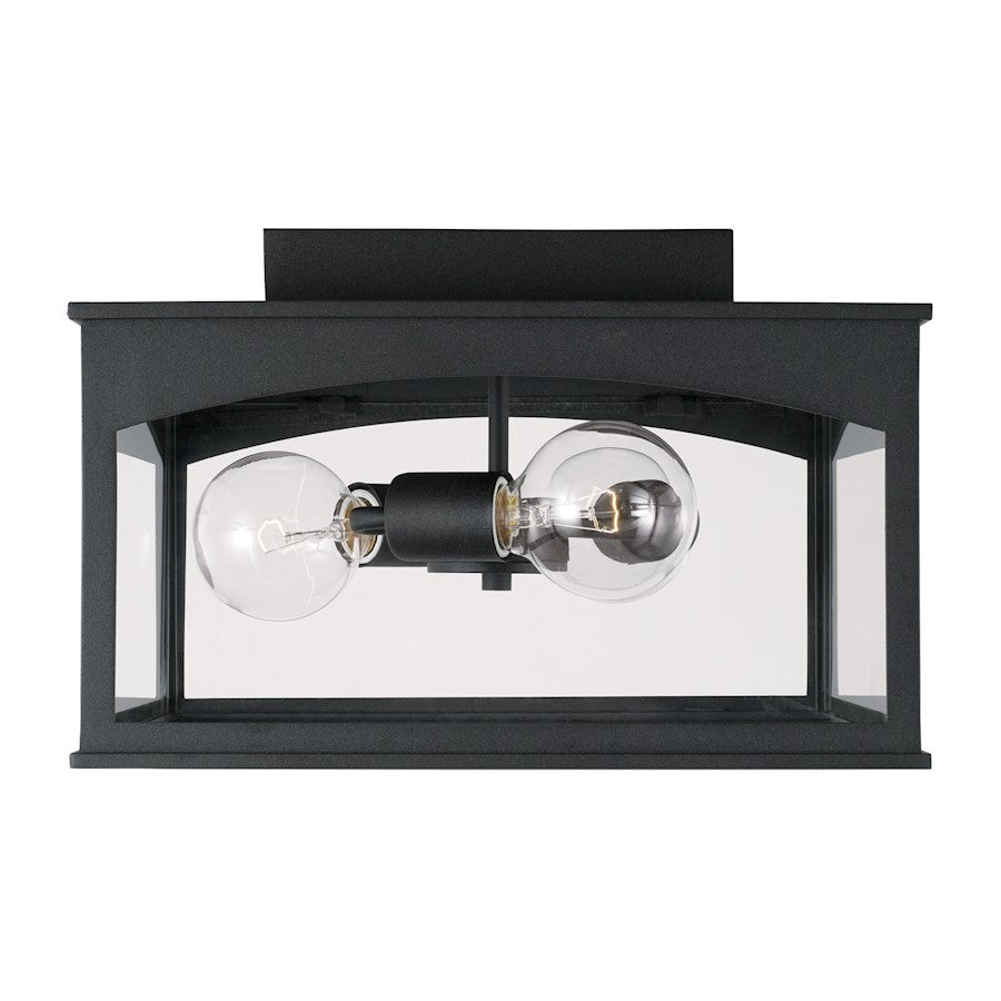 Capital Lighting Burton 3 Light Outdoor Flush, Black/Clear - 946731BK