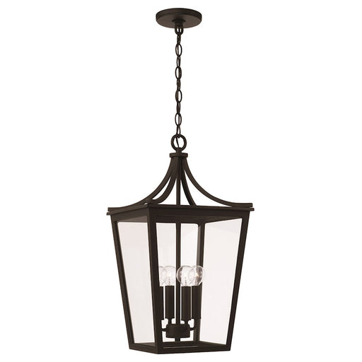Capital Lighting Adair 4 Light Outdoor Hanging Lantern, Black/Clear - 947942BK