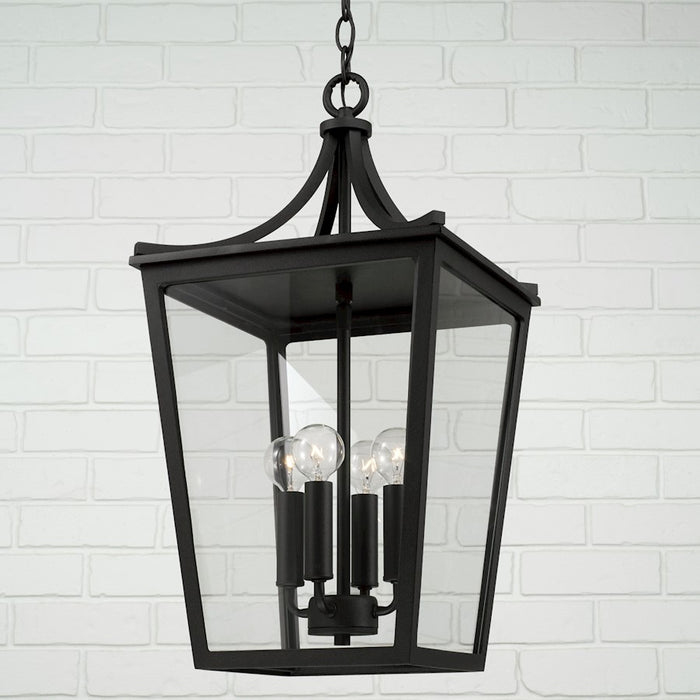 Capital Lighting Adair 4 Light Outdoor Hanging Lantern, Black/Clear