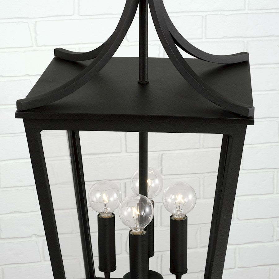 Capital Lighting Adair 4 Light Outdoor Hanging Lantern, Black/Clear