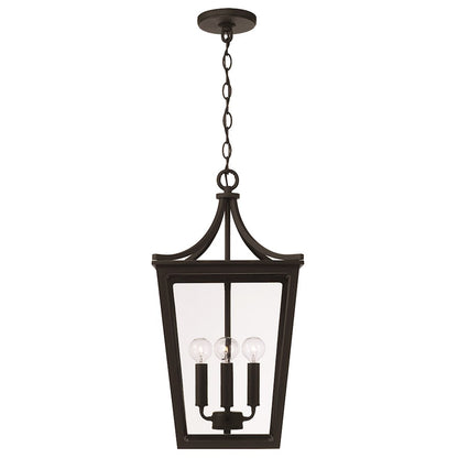 Capital Lighting Adair 4 Light Outdoor Hanging Lantern, Black/Clear