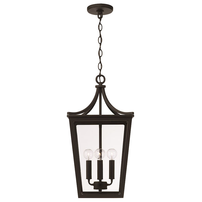 Capital Lighting Adair 4 Light Outdoor Hanging Lantern, Black/Clear