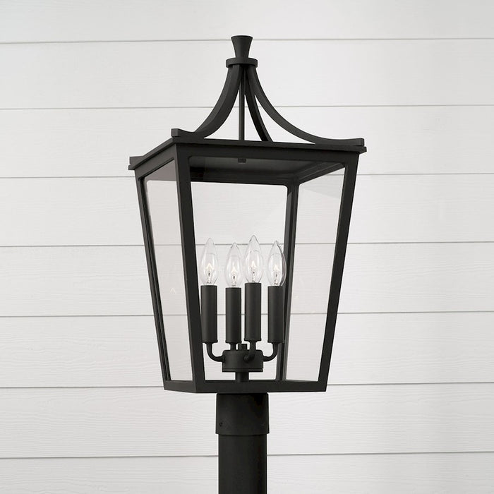 Capital Lighting Adair 4 Light Outdoor Post Lantern, Black/Clear