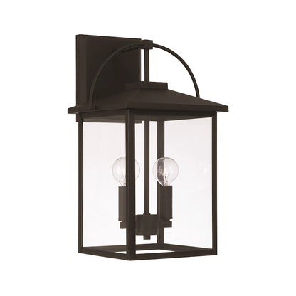 Capital Lighting Bryson 2 Light Outdoor Wall Lantern, Black/Clear - 948021BK