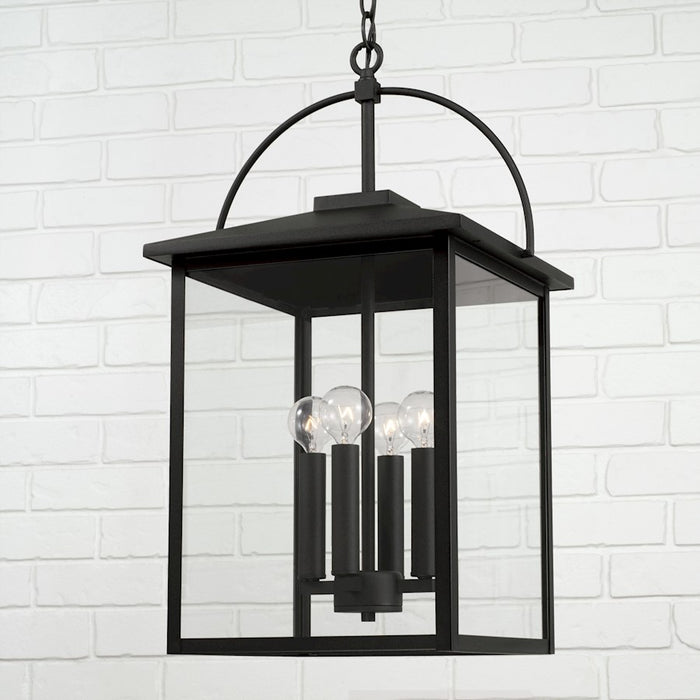 Capital Lighting Bryson 4 Light Outdoor Hanging Lantern, Black/Clear