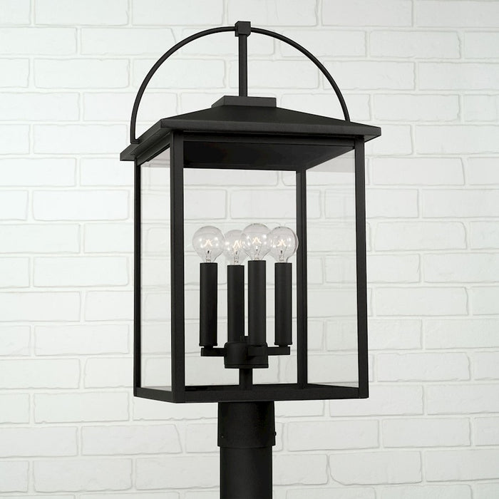 Capital Lighting Bryson 4 Light Outdoor Post Lantern, Black/Clear
