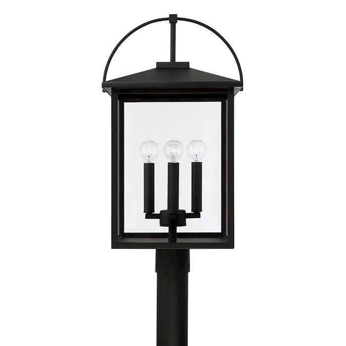 Capital Lighting Bryson 4 Light Outdoor Post Lantern, Black/Clear