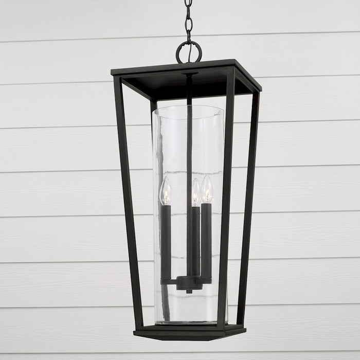Capital Lighting Elliott 3 Light Outdoor Hanging Lantern, Black/Clear