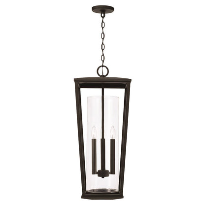 Capital Lighting Elliott 3 Light Outdoor Hanging Lantern, Black/Clear