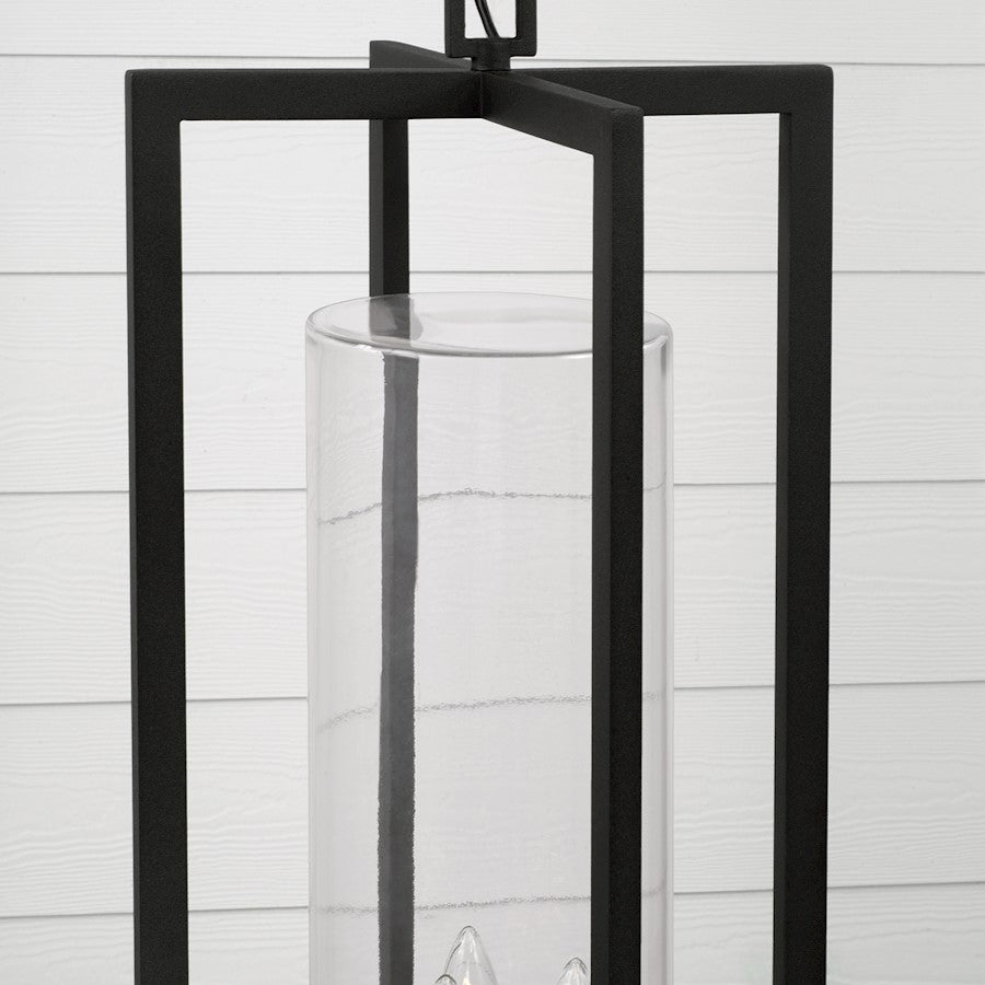 Capital Lighting Kent 3 Light Outdoor Hanging Lantern, Black/Clear