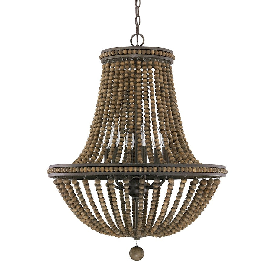 Austin Allen & Co. Handley 6-Light Chandelier, Tobacco - 9A121A