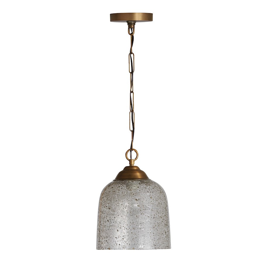 Austin Allen & Co. Newport 1 Light Pendant, Patinaed Brass/Stone Seeded - 9D340A