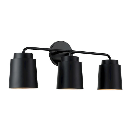 Austin Allen & Co Pratt 3 Light Vanity, Black/Soft Gold Interior - AA1036MB