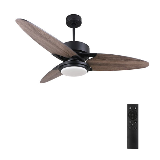 Carro Maddox 52" Ceiling Fan/Remote/Light Kit, Black/Wood - DC523B-L12-BS-1