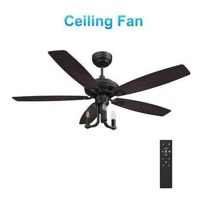 Carro Huntley 52" Ceiling Fan/Remote/Light Kit, BK/Walnut - VC525D-L31-BF-1