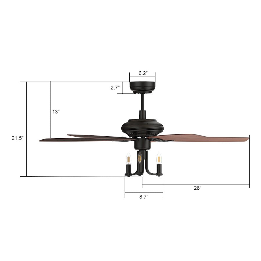 Carro Huntley 52" Ceiling Fan/Remote/Light Kit, Black