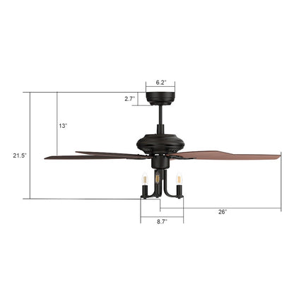 Carro Huntley 52" Ceiling Fan/Remote/Light Kit, Black