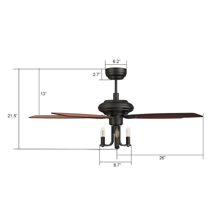 Carro Huntley 52" Ceiling Fan/Remote/Light Kit, Black