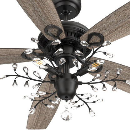 Carro Huntley 52" Ceiling Fan with Remote/Light Kit, Black/Walnut