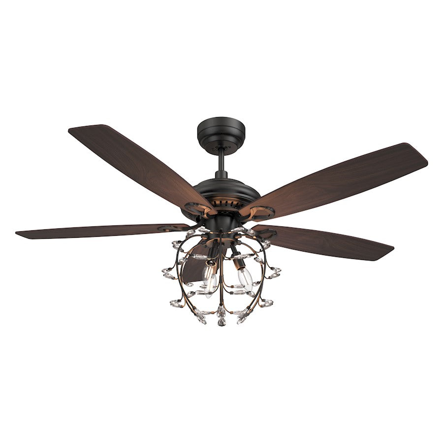 Carro Huntley 52" Ceiling Fan/Remote/Light Kit, Black/Walnut