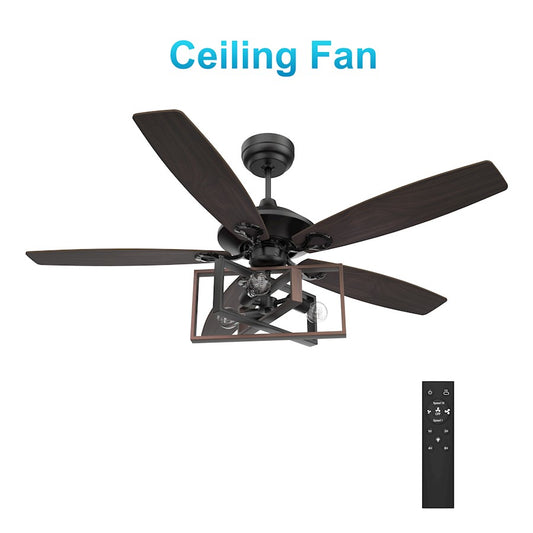 Carro Karson 52" 75W Ceiling Fan/Remote/Light Kit, BK/Walnut - VC525D1-L61-BG-1