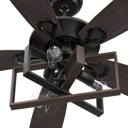 Carro Karson 52" 75W Ceiling Fan/Remote/Light Kit, Bk/Walnut