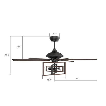 Carro Karson 52" 75W Ceiling Fan/Remote/Light Kit, Bk/Walnut