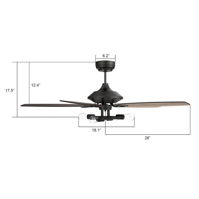 Carro Karson 52" 100W Ceiling Fan/Remote/Light Kit, Bk/Walnut