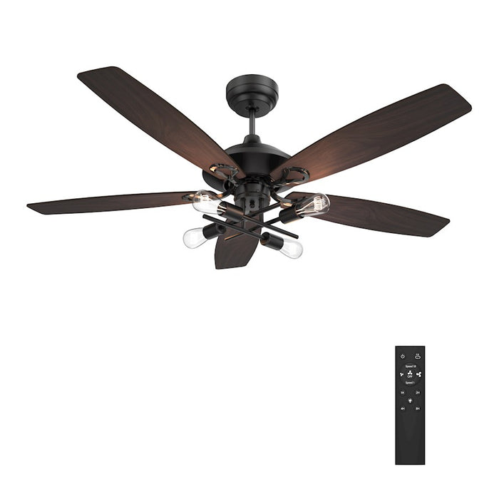 Carro Karson 52" 100W Ceiling Fan/Remote/Light Kit, Bk/Walnut