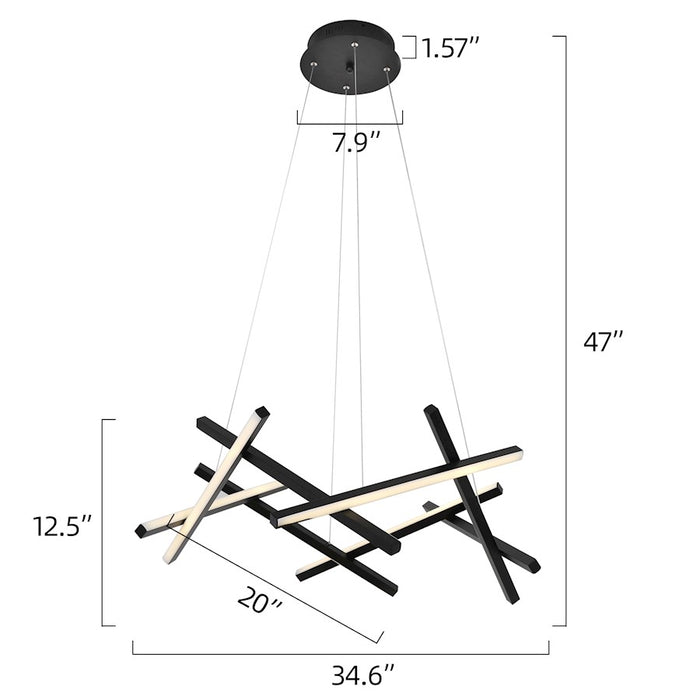 Carro Kensie Linear Hanging LED Pendant, Matte Black/Matte Black