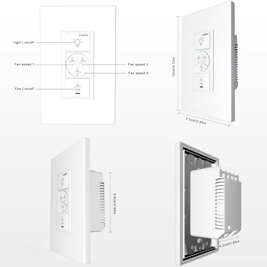 Carro Pionnier Smart Switch, Light On/Off, White