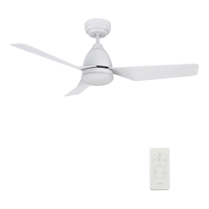 Carro Roque 44" Ceiling Fan/Remote/Light Kit, White/White