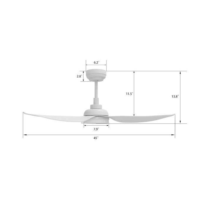 Carro Daffodil Smart Ceiling Fan/Remote/Light Kit, White/White