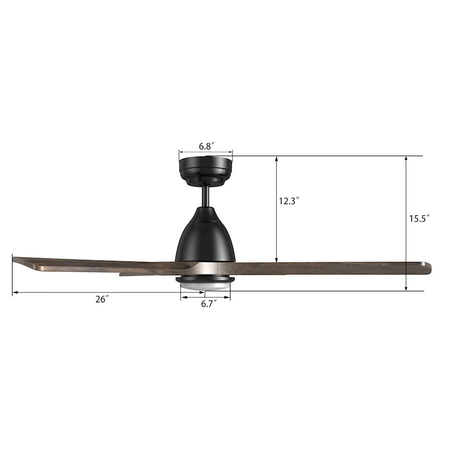 Carro Riley 48" Ceiling Fan/Remote/Light Kit, Black/Brown