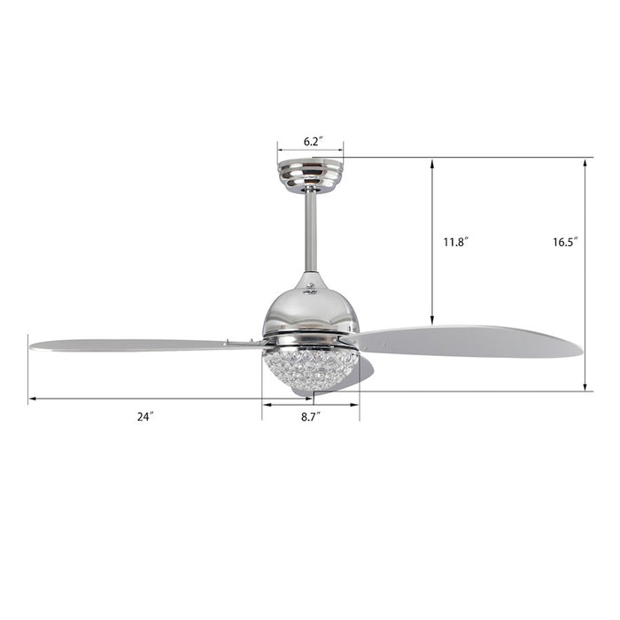 Carro Coren Ceiling Fan/Remote/Light Kit, Silver/Silver