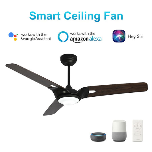 Carro Hoffen 52" Smart Ceiling Fan, Black/Walnut - VS523A-L12-B5-1