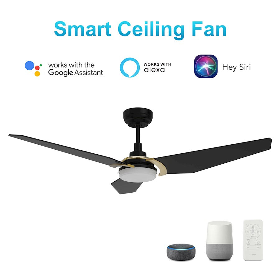 Carro Kaj 52" Smart Ceiling Fan/Remote, Black/Black - VS523B-L12-B2-1G