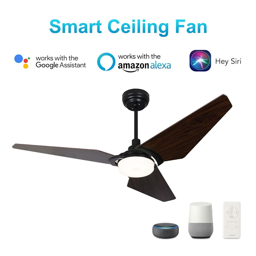 Carro Kaj 52" Smart Ceiling Fan, Black/Walnut - VS523B-L12-B5-1