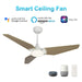 Carro Kaj 52" Smart Ceiling Fan, White/Wooden - VS523B-L12-W6-1