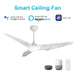 Carro Kaj 52" Smart Ceiling Fan, White/White marble - VS523B-L12-W7-1