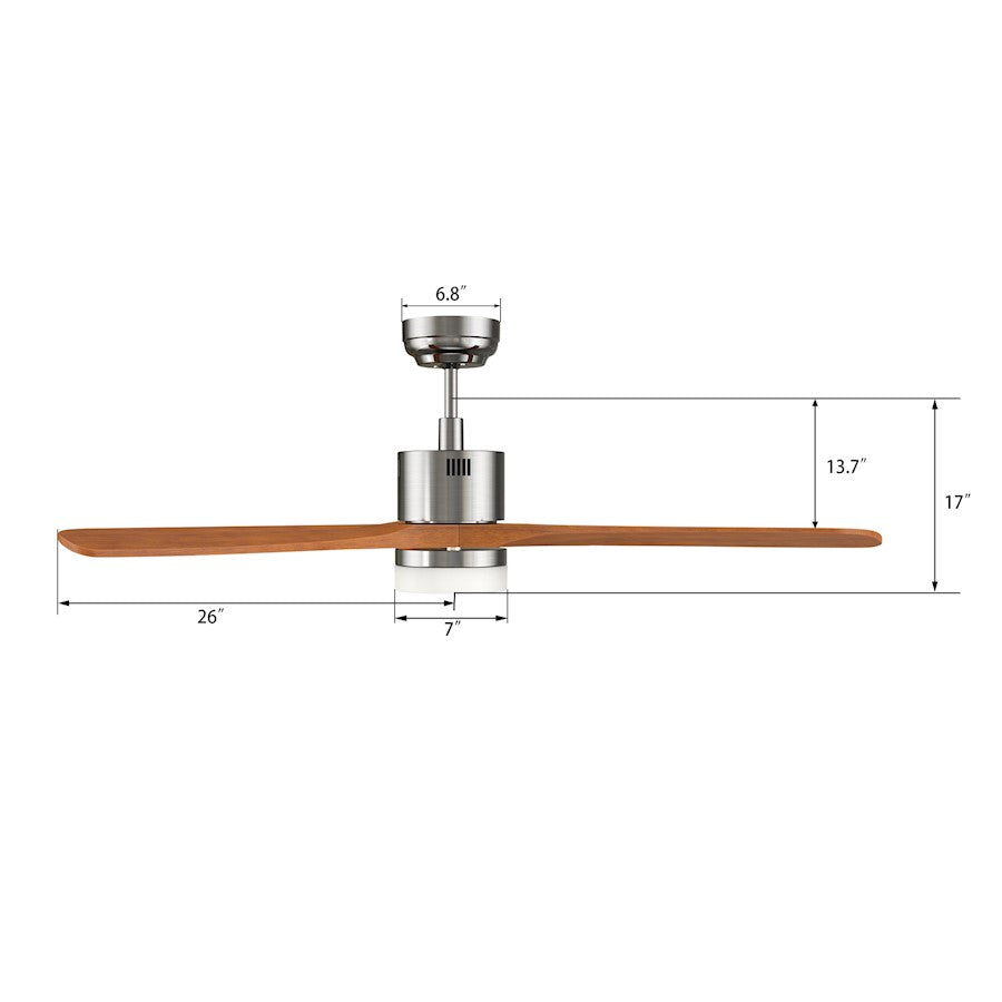 Carro Palmer 52" Ceiling Fan/Remote/Light Kit, Silver/Walnut