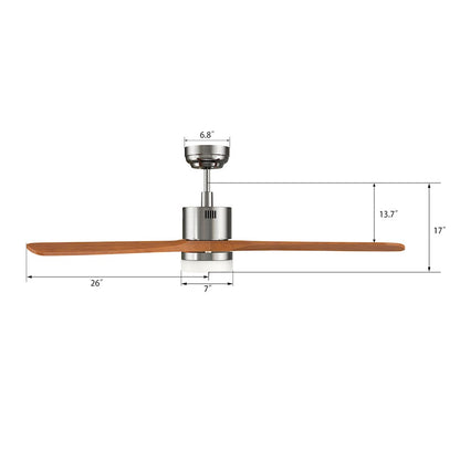 Carro Palmer 52" Ceiling Fan/Remote/Light Kit, Silver/Walnut