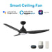 Carro Cranston Smart Ceiling Fan/Remote, Black/Black - VS523K-L12-B2-1