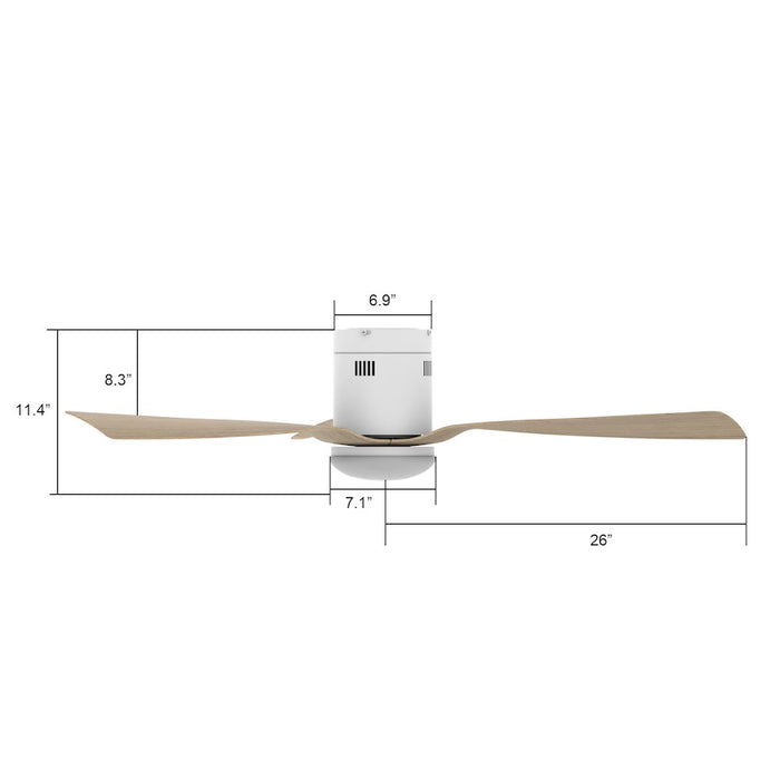 Carro Spezia 52" Ceiling Fan/Remote/Light Kit, White/Wood