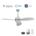Carro Coren 52" Ceiling Fan/Remote/Light Kit, Silver/Silver - VS523Q3-L12-SC-1